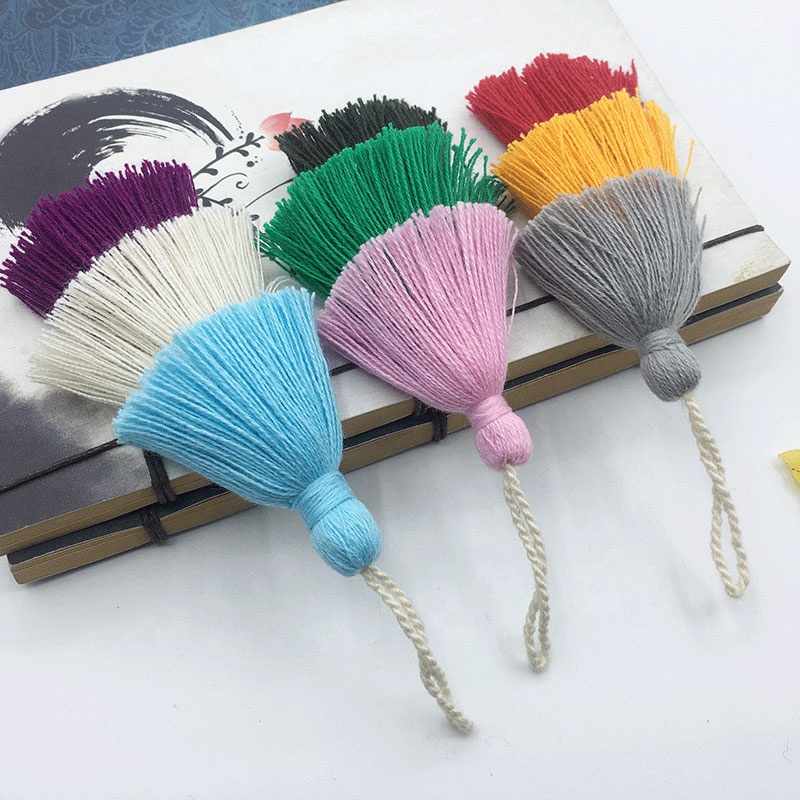 Hot selling colorful layered bohemian cotton tassel key ring earrings decorated tassel cotton pom pom tassel