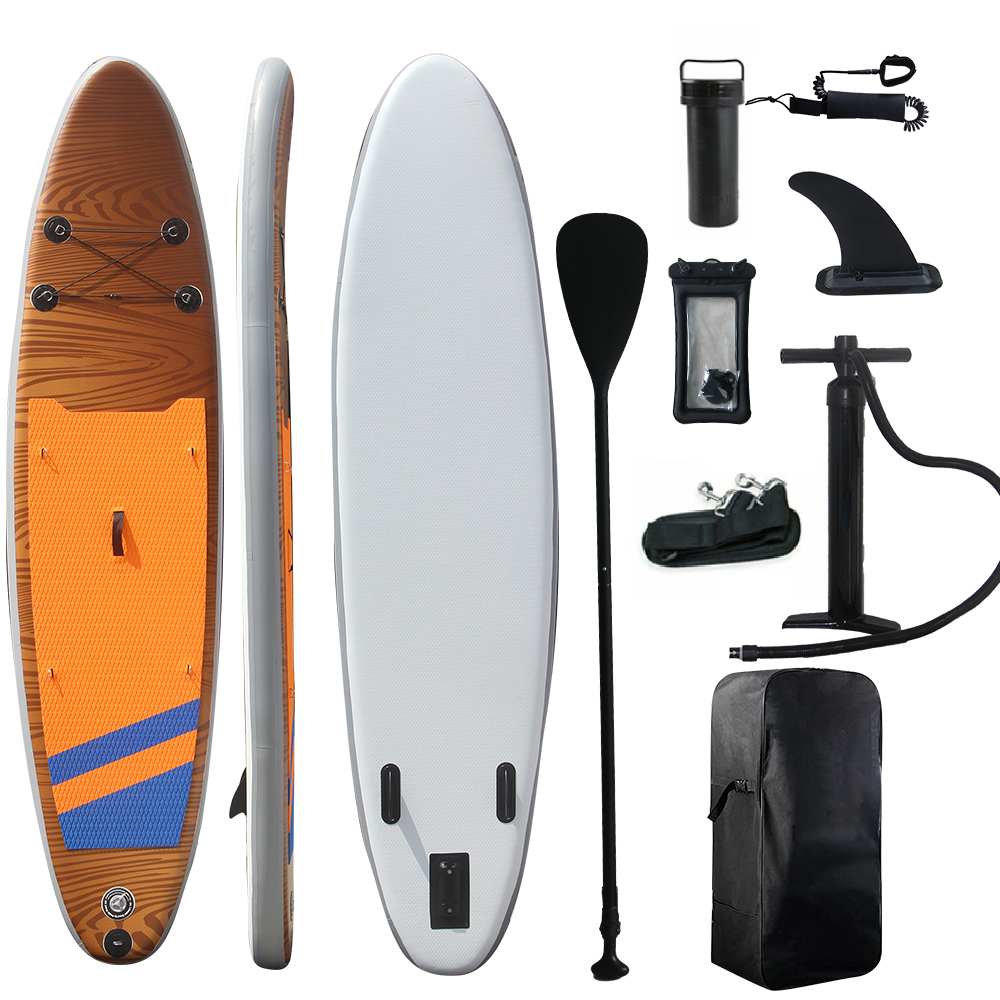 2021 Hot Sale High Quality Wood grain Inflatable Stand Up Sup Paddle Board Fishing And Accessories