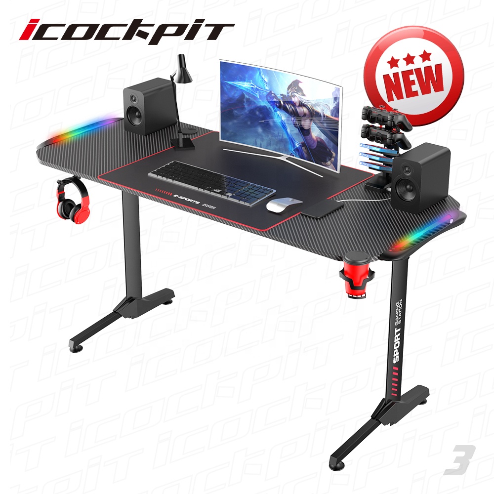 Современный домашний офисный электрический стол Saitu с RGB-лампой, игровой компьютерный стол для ПК, игровой компьютерный стол с RGB-подсветкой