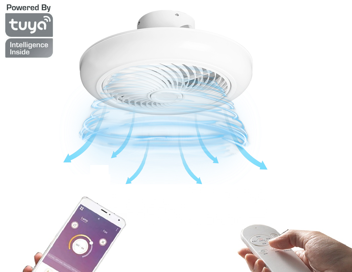 TUYA APP Modern Ceiling fan with light tunable white 3000k-6000k