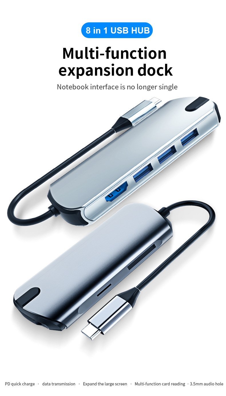 Подгонянный 8 в 1 док-станция типа C разъем USB концентратор питания для ноутбука macbook pro HP поверхность Samsung