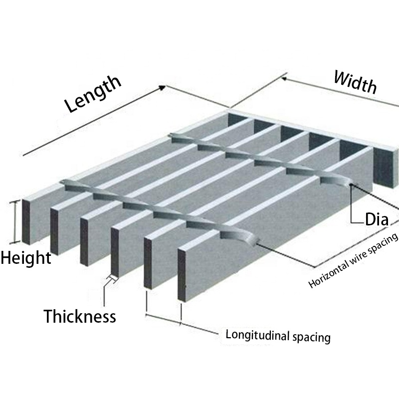 INJOR Steel Grating Galvanized Steel Driveway Grating Metal Bearing Bar Grid Serrated Steel Mesh