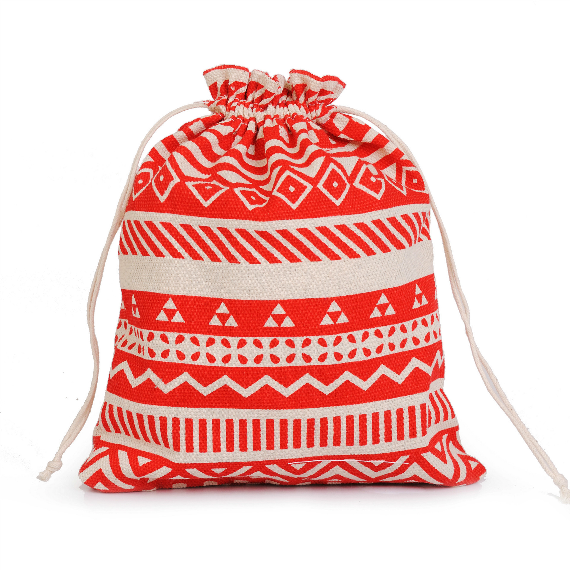 13*18CM Cute Floral Printing Eco Cotton Linen Pouch Drawstring Jute Bags Packaging