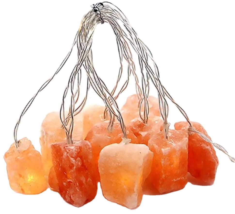 Himalayan Salt String Lights, Fairy Lights Battery Powered, Natural Pink Himalayan Salt Crystal Rock, Home Decoration Indoor Use
