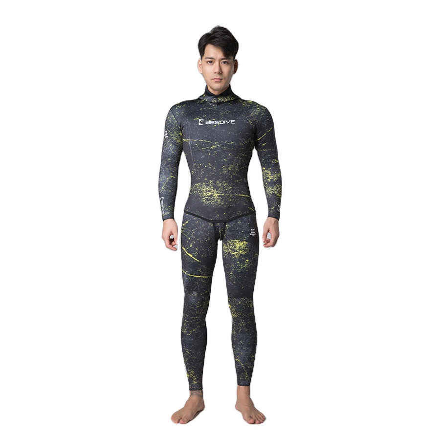 BESTDIVE YAMAMOTO неопреновый Мужской 3 мм длинный рукав эластичный нейлоновый с капюшоном Новый Камуфляжный гидрокостюм для фридайвинга