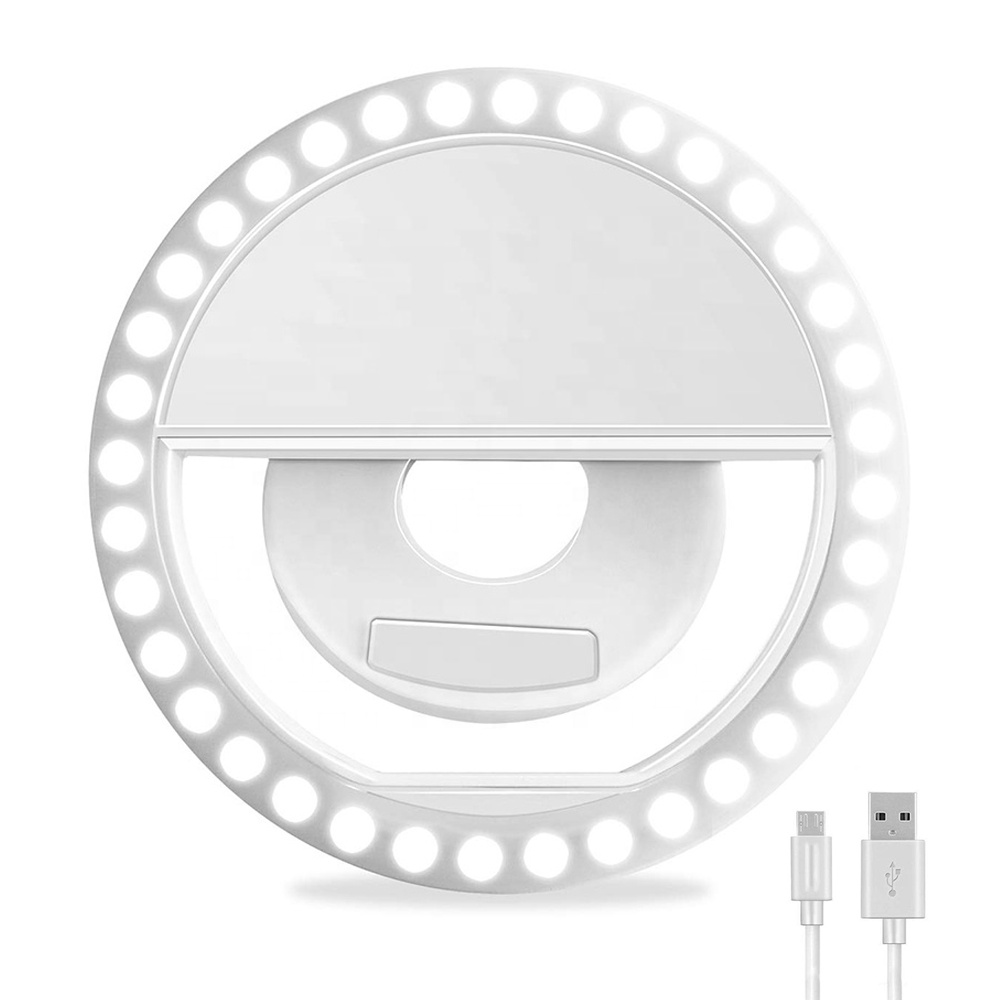 Горячая продажа настраиваемый логотип портативный Перезаряжаемый USB Мобильный телефон LED селфи кольцо свет