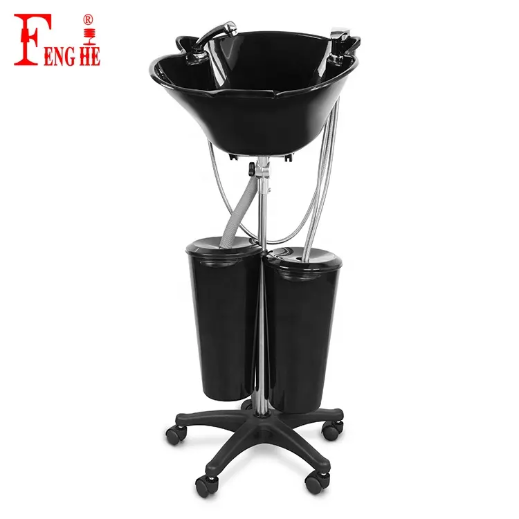 Portable Standing Mobile Adjustable Hairdressing Washing Shampoo Chair Basin Sink Bowl