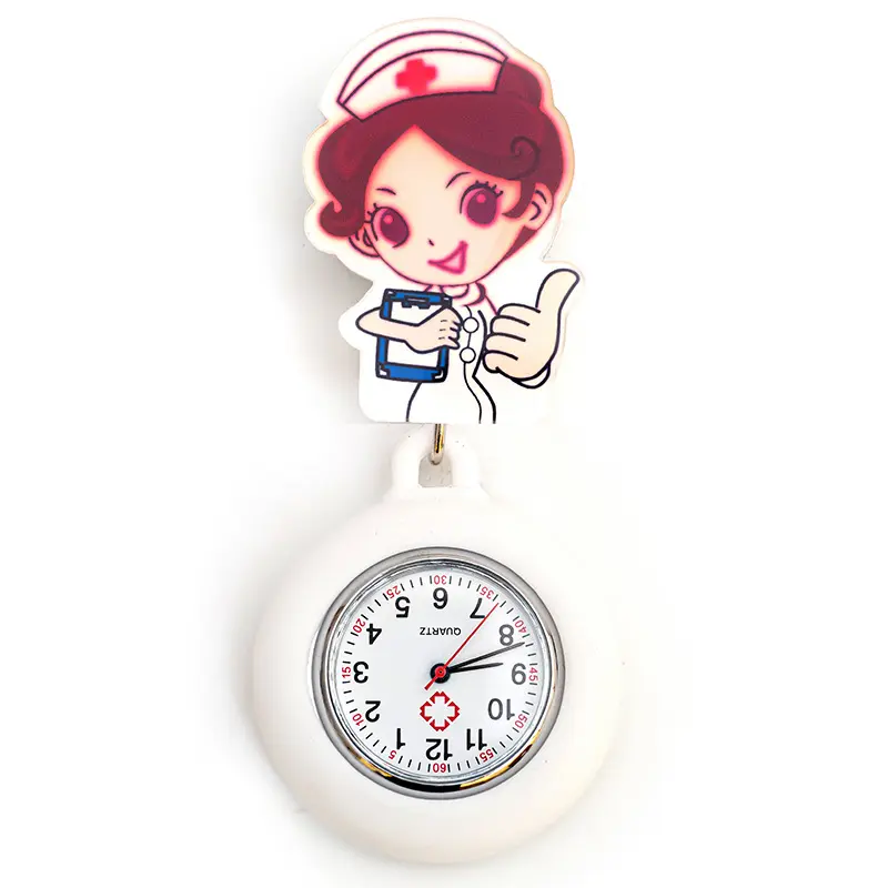 Unisex Retractable Smile Face Clip On Pocket Fob Watches for Nurses Doctors Silicone Color Chest Watch