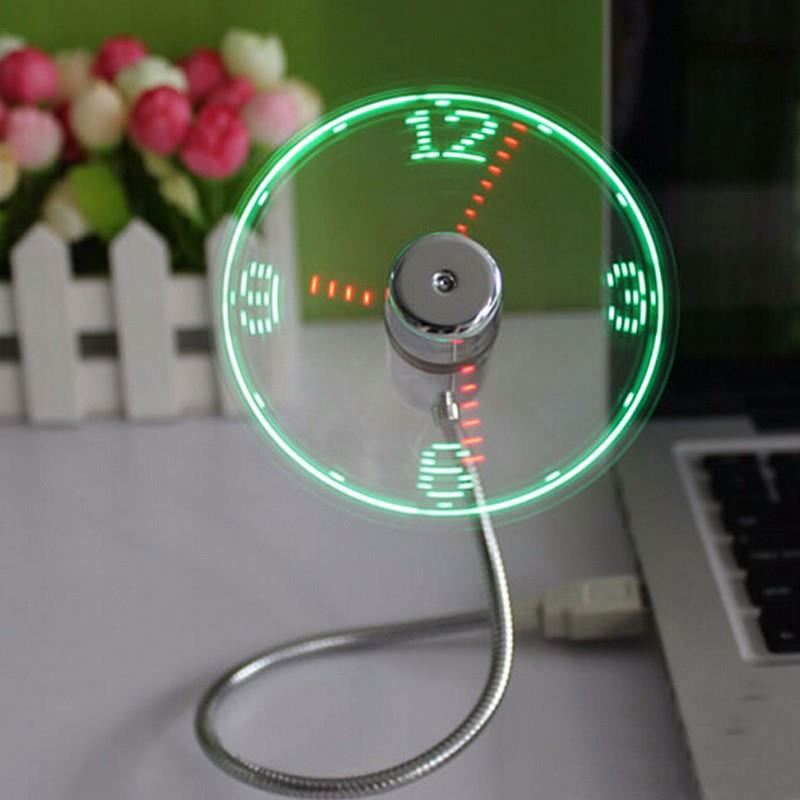 USB Мини Гибкий время светодиодные часы Usb вентилятор со светодиодной подсветкой прикольный гаджет гибкая Usb Часы Вентилятор Гаджеты Крутые USB вентилятор часы