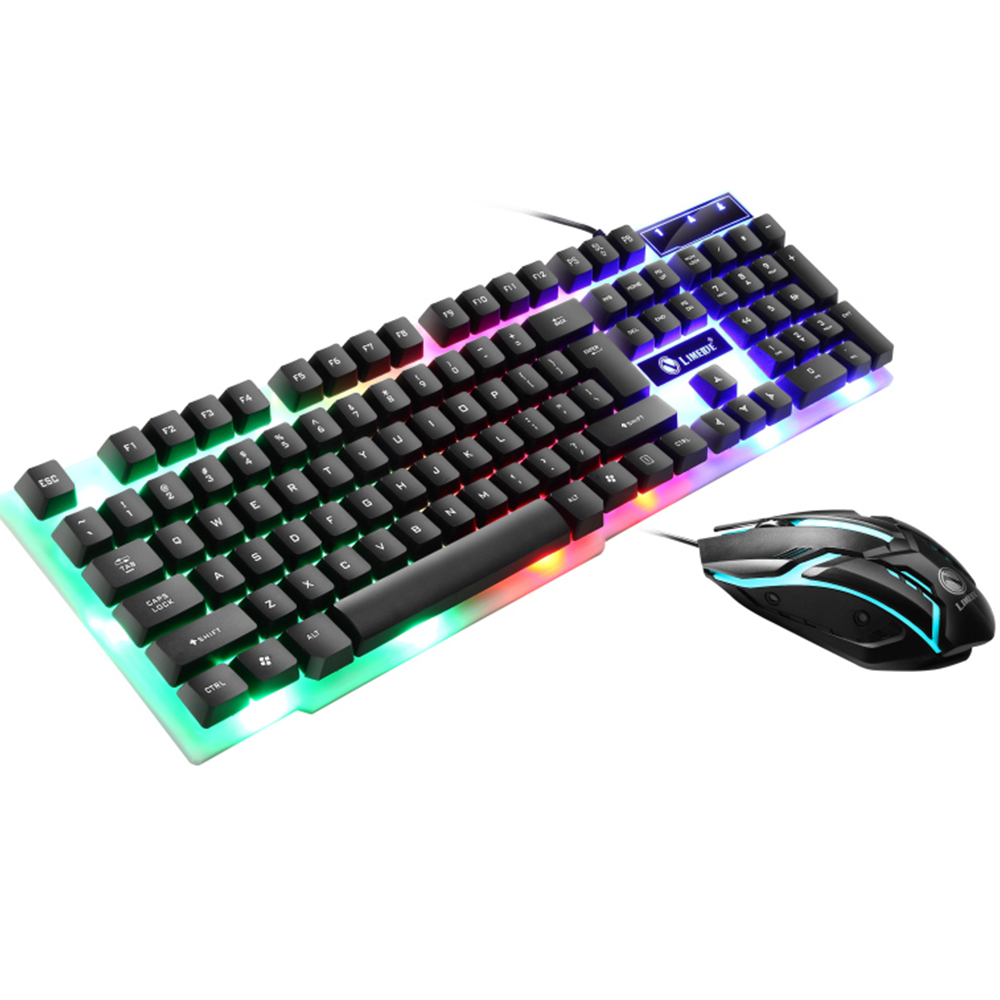 Горячая Распродажа OEM Водонепроницаемая RGB проводная USB эргономичная игровая клавиатура и мышь Combo LED Rainbow Light GTX300