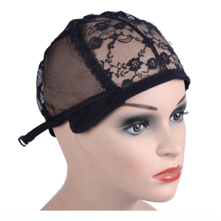 New Fashion Black Wig Net Stretchable Adjustable Strap Braided Non-glue Wig Hat High Quality Elastic Hair Net