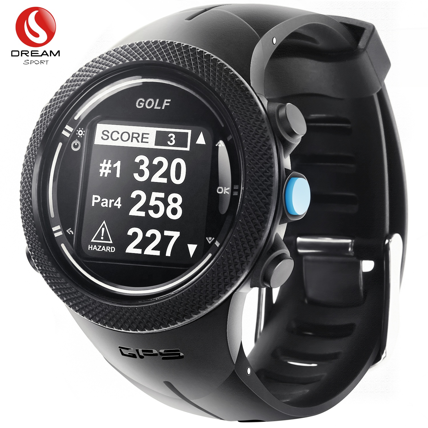 DREAM SPORT GPS часы для гольфа с предварительной нагрузкой с 40000 + курсами и 2,2 дюймовым дисплеем, черный для DGF302