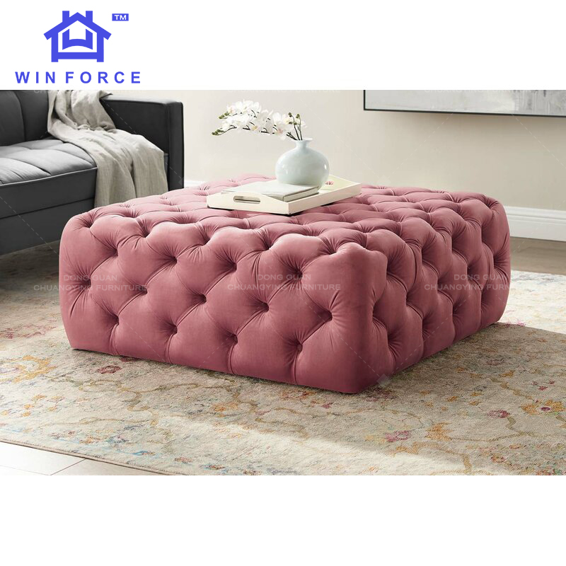 Высокий конец современный стиль Chesterfield бархат Tufted круглый османский стул роскошный османский пуф