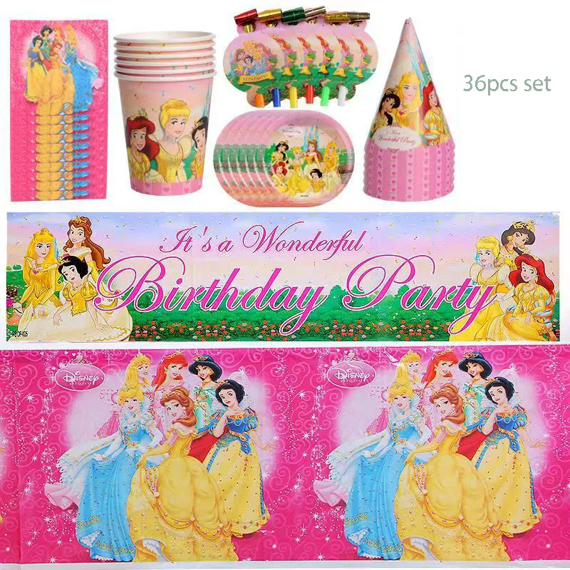 Princess Party Supplies Decorations Birthday Girl Party Tableware Sets