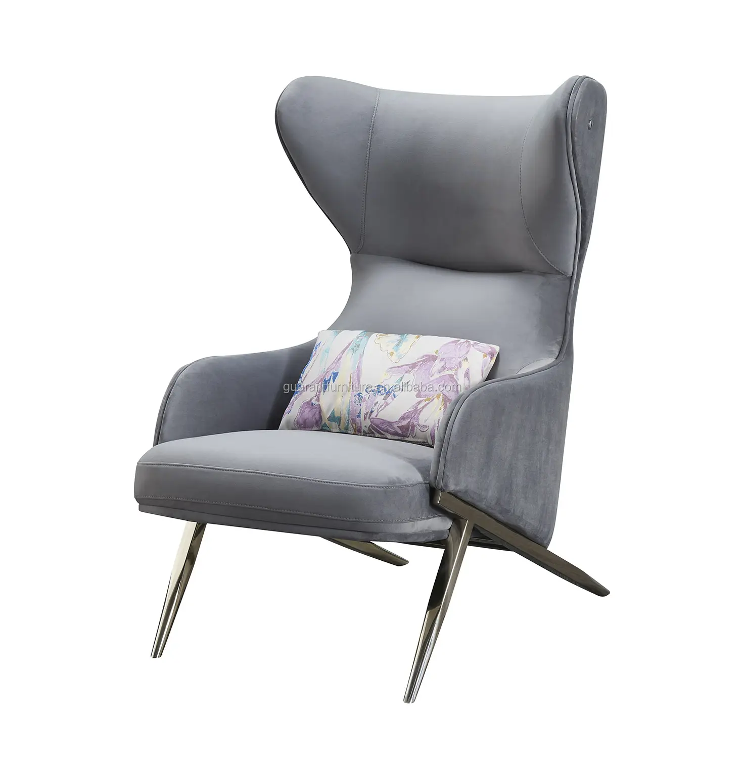 big and tall grey velvet chair for hall