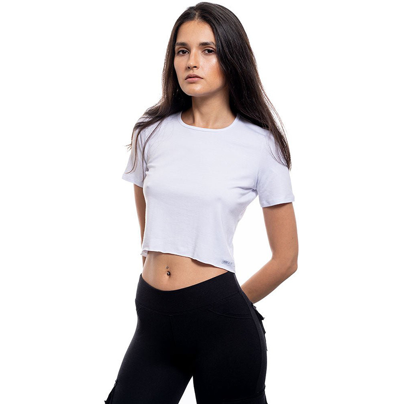 Soft and Breathable Natural Bamboo Fabric Women's Cotton Workout Crop Tops Smade Bamboo Short Sleeve Crop T Shirt for Women