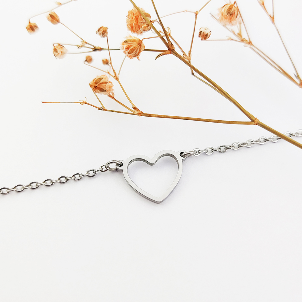 Simple Heart Pendant Necklace Gold Plated Stainless Steel Heart Charm Necklace Joyeria Acero Inoxidable Collier Femme Jewelery
