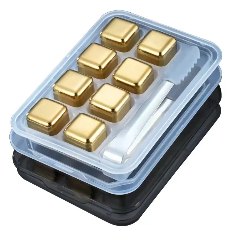 Stainless Steel Golden Ice Cube Set 304 Metal Ice Cubes