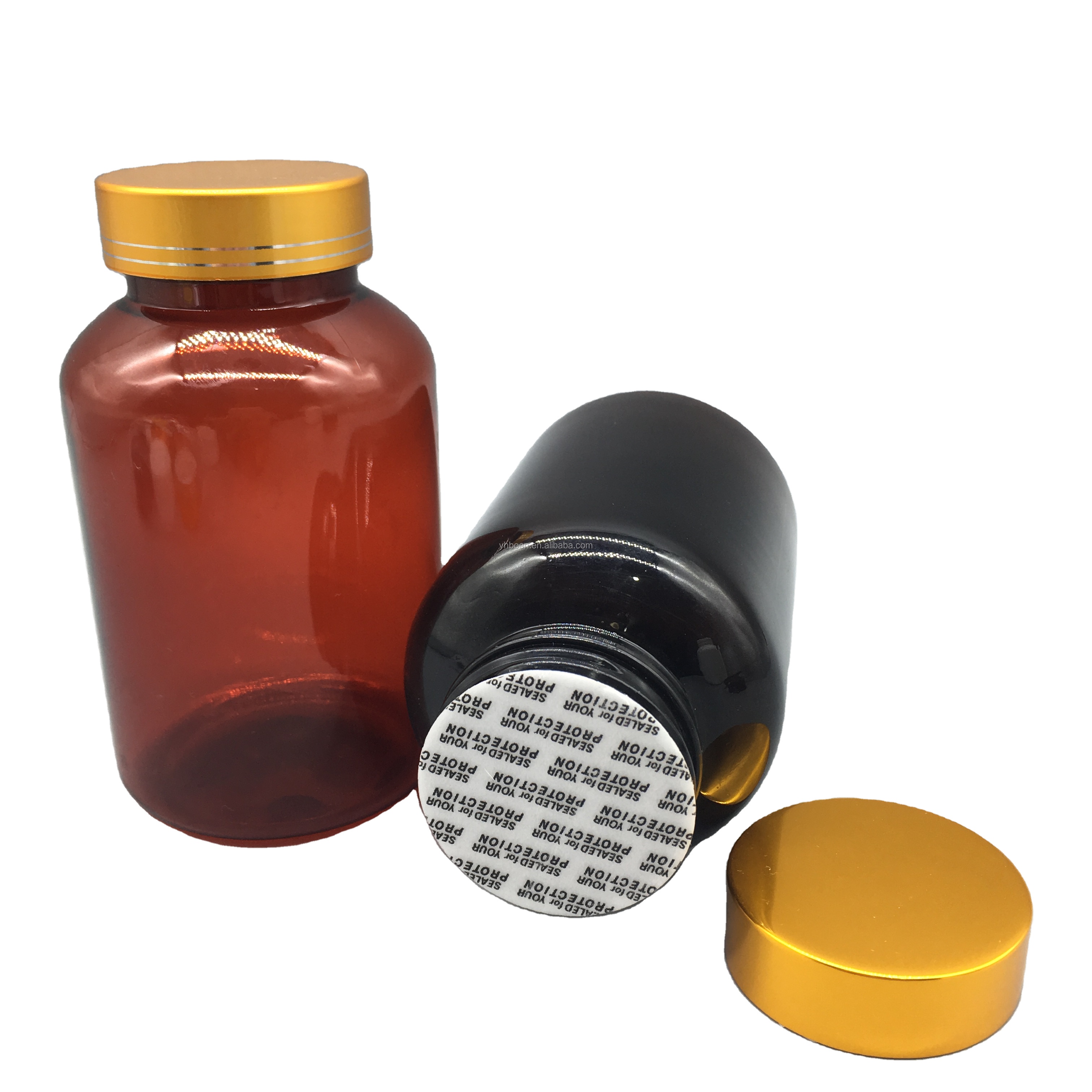 Empty Plastic Capsule Filling Machines 300cc Supplement Jar With Aluminum Lid CRC Tear Off Cap Screw Cap