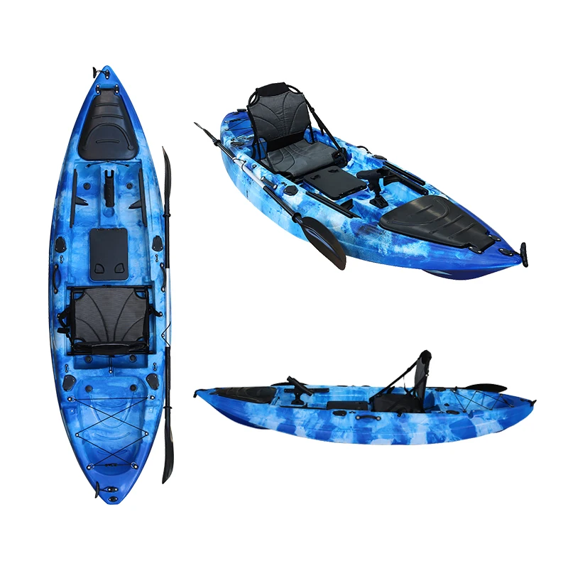 Single-Seater Fishing Pedal Kayak LLDPE Plastic Sea Kayak with Foot Pedal Drive One Person Kayak