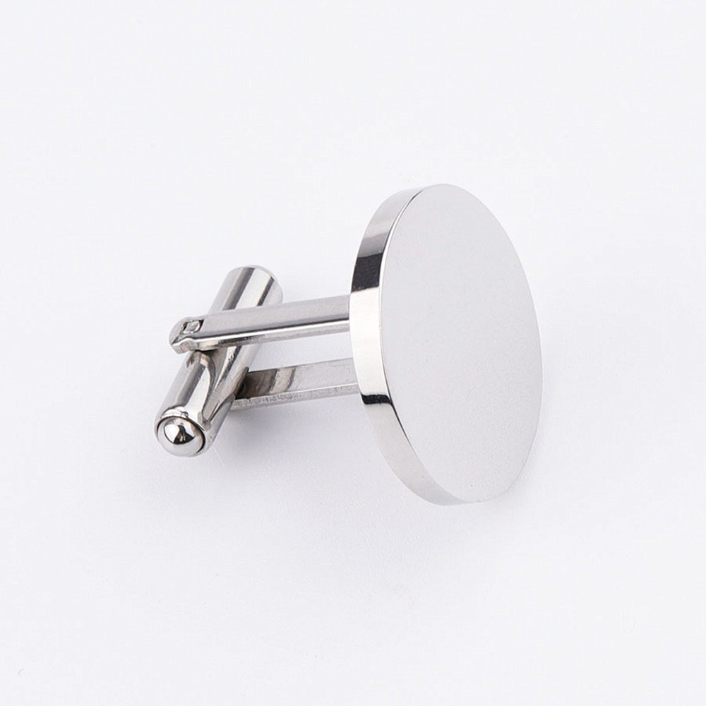 High Polish DIY Engraved Names Message Stainless Steel Round Blank Cuff Links For Men Shirt Set