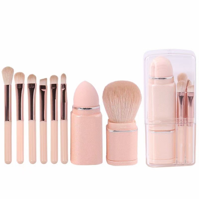 Custom Logo 8 in 1 Makeup Brush set Wooden Powder Brushes Makeup Set Brochas De Maquillaje Fiber Hair Cosmetics Brush Set