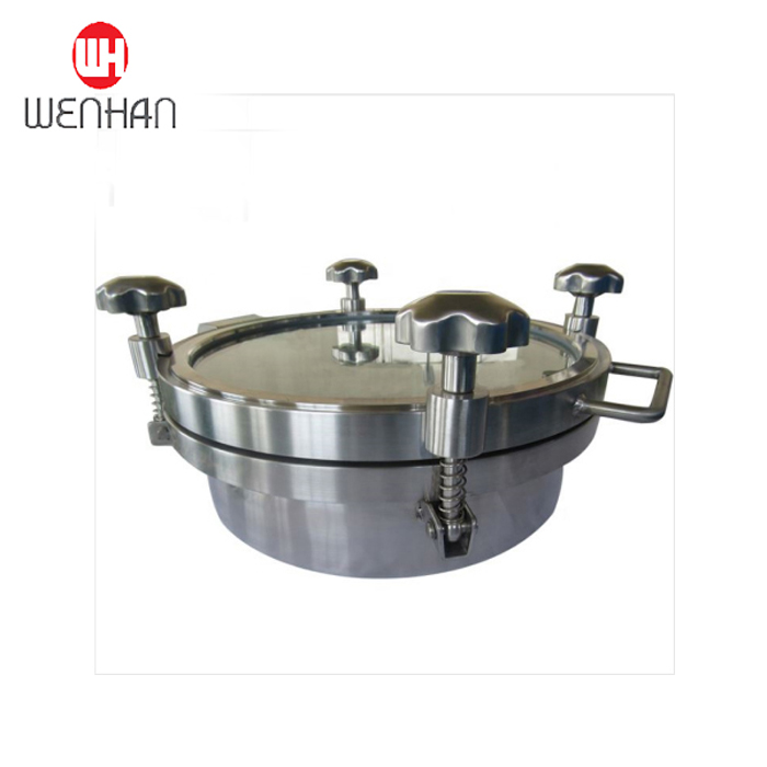 Round Pressure Manway doors with glass pane for food beverage equipment