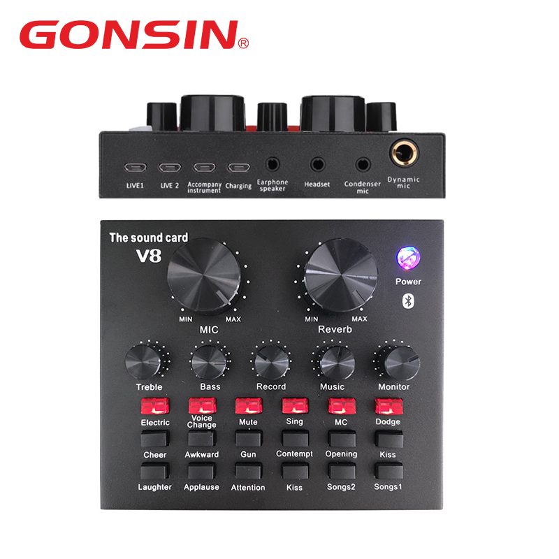 professional v8 live sound card usb sound card audio interface audio interface usb sound card