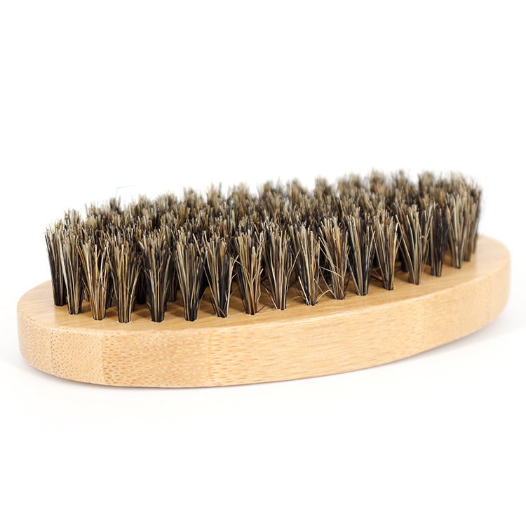 Wholesale custom high quality oval wood Boar mane wooden beard care shaving brush