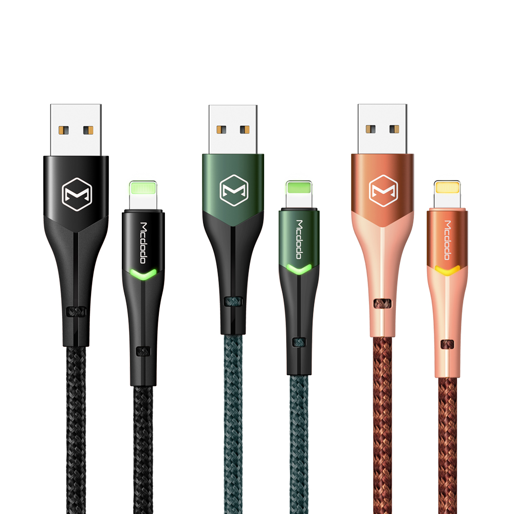 MCDODO новый дизайн светодиодное освещение кабель для передачи данных USB шнур для быстрой зарядки USB кабель с нейлоновой оплеткой 8 pin Быстрая зарядка кабель зарядного устройства для iPhone
