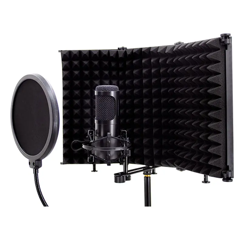 Factory Supply Portable And Foldable Reflection Filter Microphone Reflection Shield For Mic