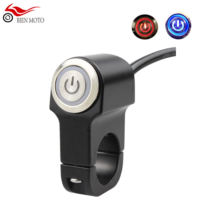 7/8" 22mm Bike Handlebar Mount Switch Headlight Hazard Brake Power ON-OFF Indicator Light Motorcycle Switches