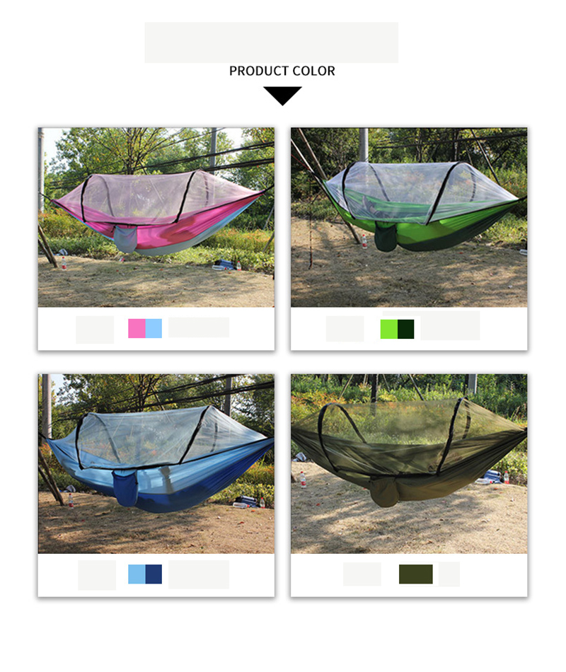 Pop up automatic parachute nylon 1 person outdoor Boat hammocks ultralight anti mosquito camping hammock with bug net
