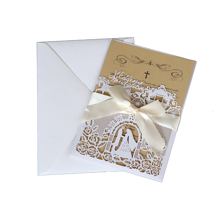 Gold Glitter Paper Custom Printing Nice Greeting Invitation Card with Envelope