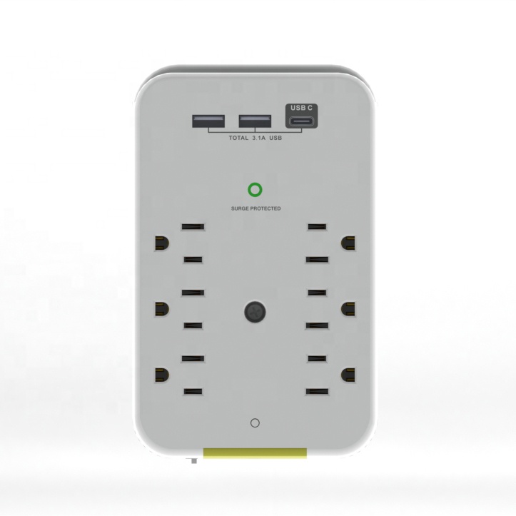 Japanese 6 gang 3.1 A Power Tap USBC wall Tap with night light, PSE certification for home office hotel travel using