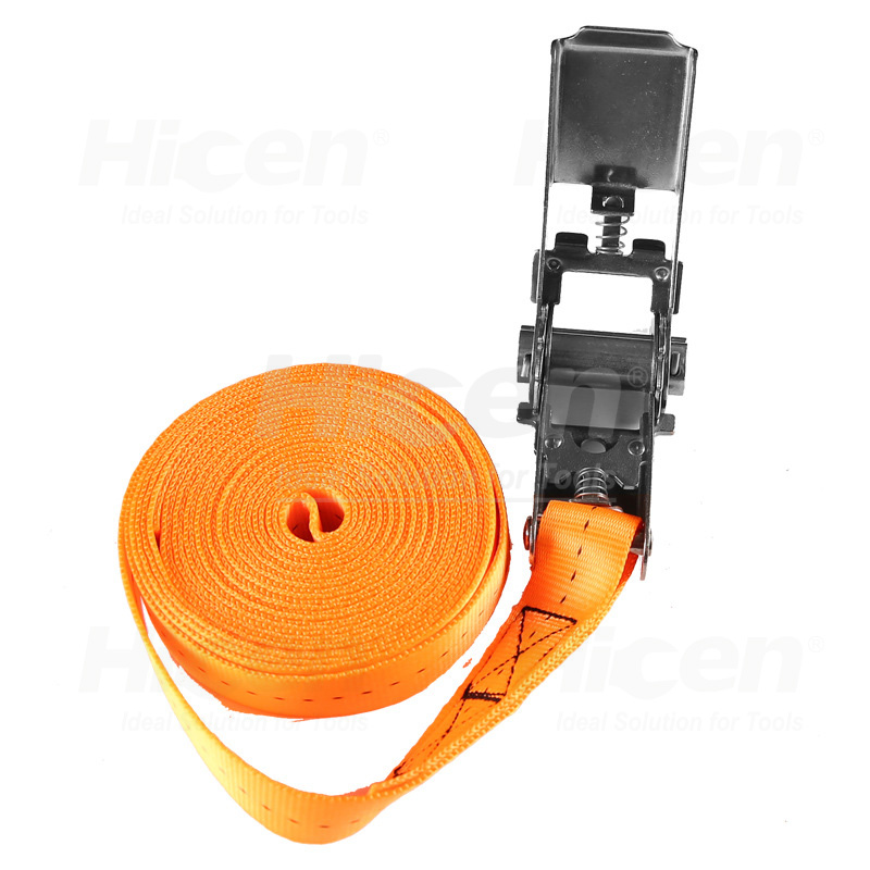 Hicen 1"*5M Cargo Lashing Belt Hook Ratchet Easy Lock Tie Down