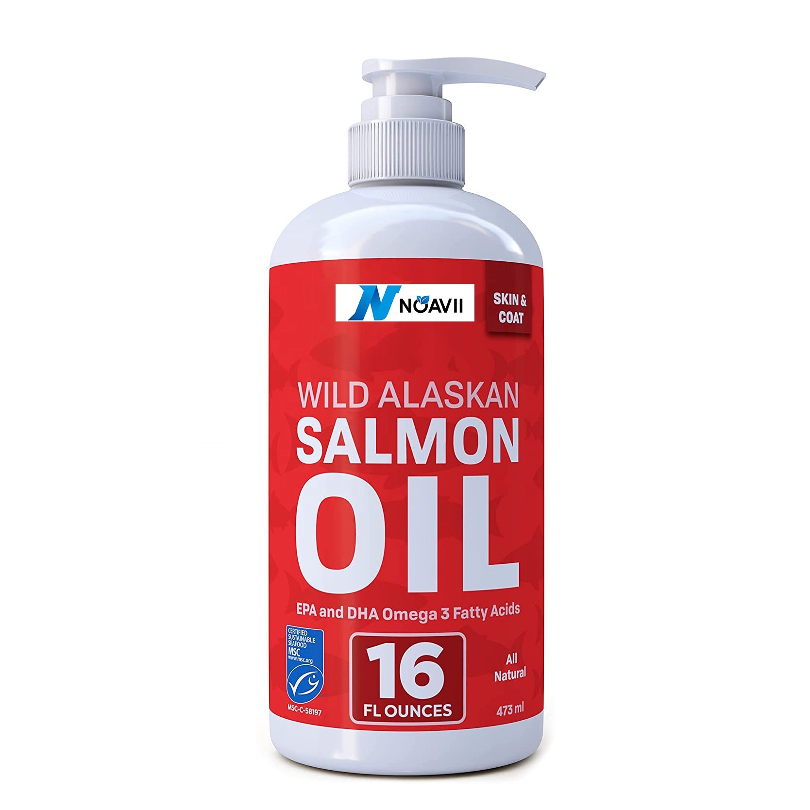 Salmon Oil for Dogs & Cats Fish Oil Omega 3 EPA DHA Liquid Food Supplement for Pets Supports Healthy Skin Coat & Joints 16oz