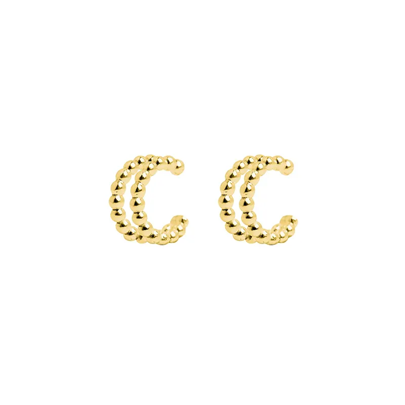 CANNER Minimalist Fashion S925 Silver Double Hoop Stud Earrings Ear Cuff Clip On Earrings Jewelry For Girls