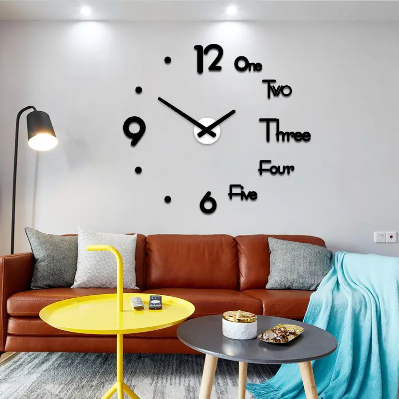Hot Sale Largest Size Modern 3D DIY Sticker Wall Clock For Home Decoration