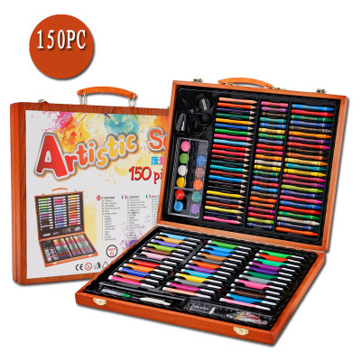 Изготовленный На Заказ Back to School 150 шт. канцелярские принадлежности для детей, деревянный чертежный набор цветная коробка инструментов для рисования