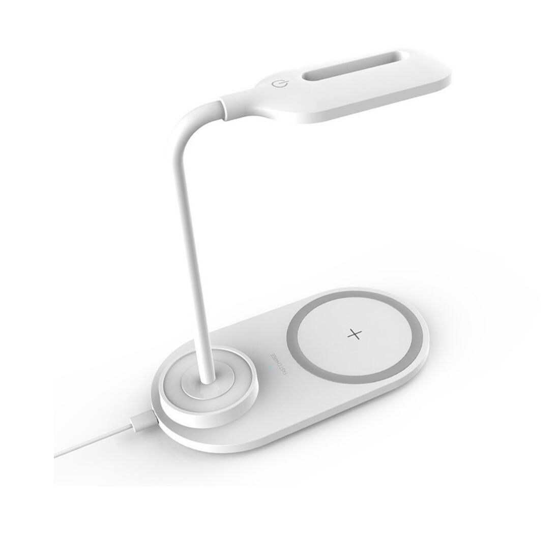 Светодиодная настольная лампа с беспроводным зарядным устройством и USB-портом для зарядки, 3 цветных режима и плавное затемнение, многофункциональная Настольная лампа с адаптером