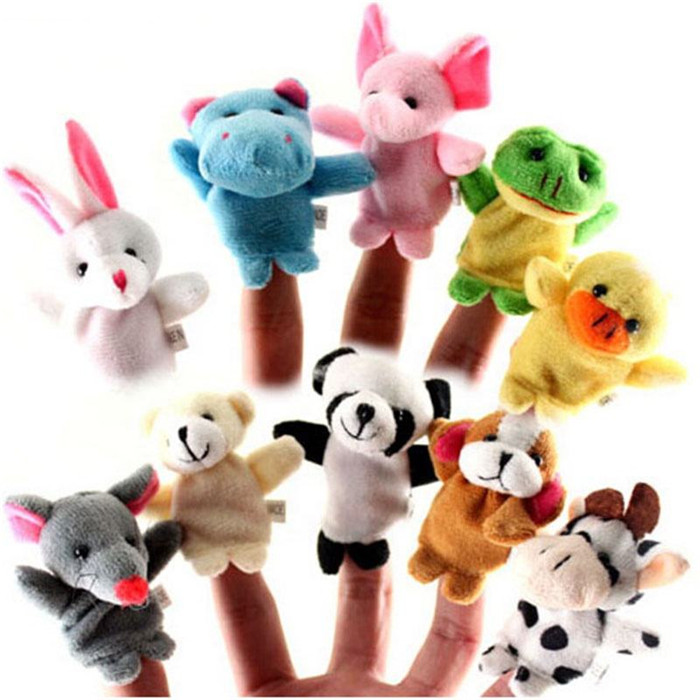 10 Pieces animal series zoo different Finger Puppets Toys Inside Soft Velvet Puppets Easter Hunt stuffed plush toy glove toys