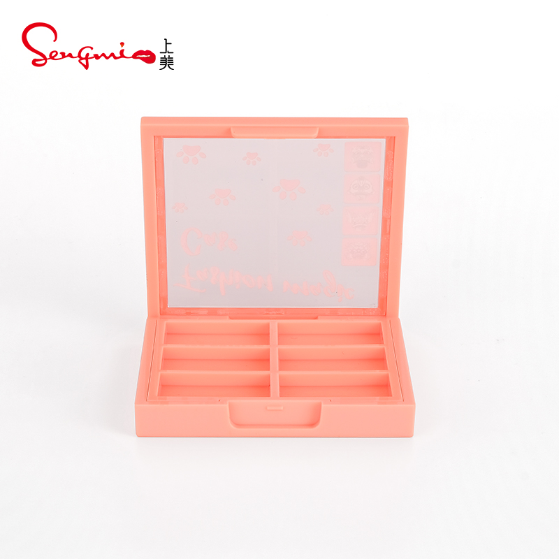 6 colors customized factory wholesale makeup empty eyeshadow palette packaging case with window