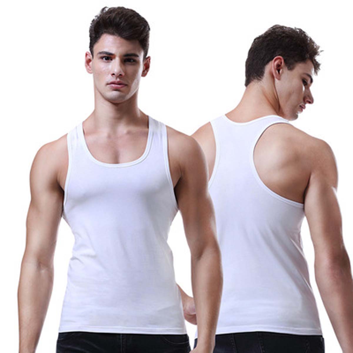 2021 new wholesale men's underwear stretch cotton sports fitness racer vest fashion tights