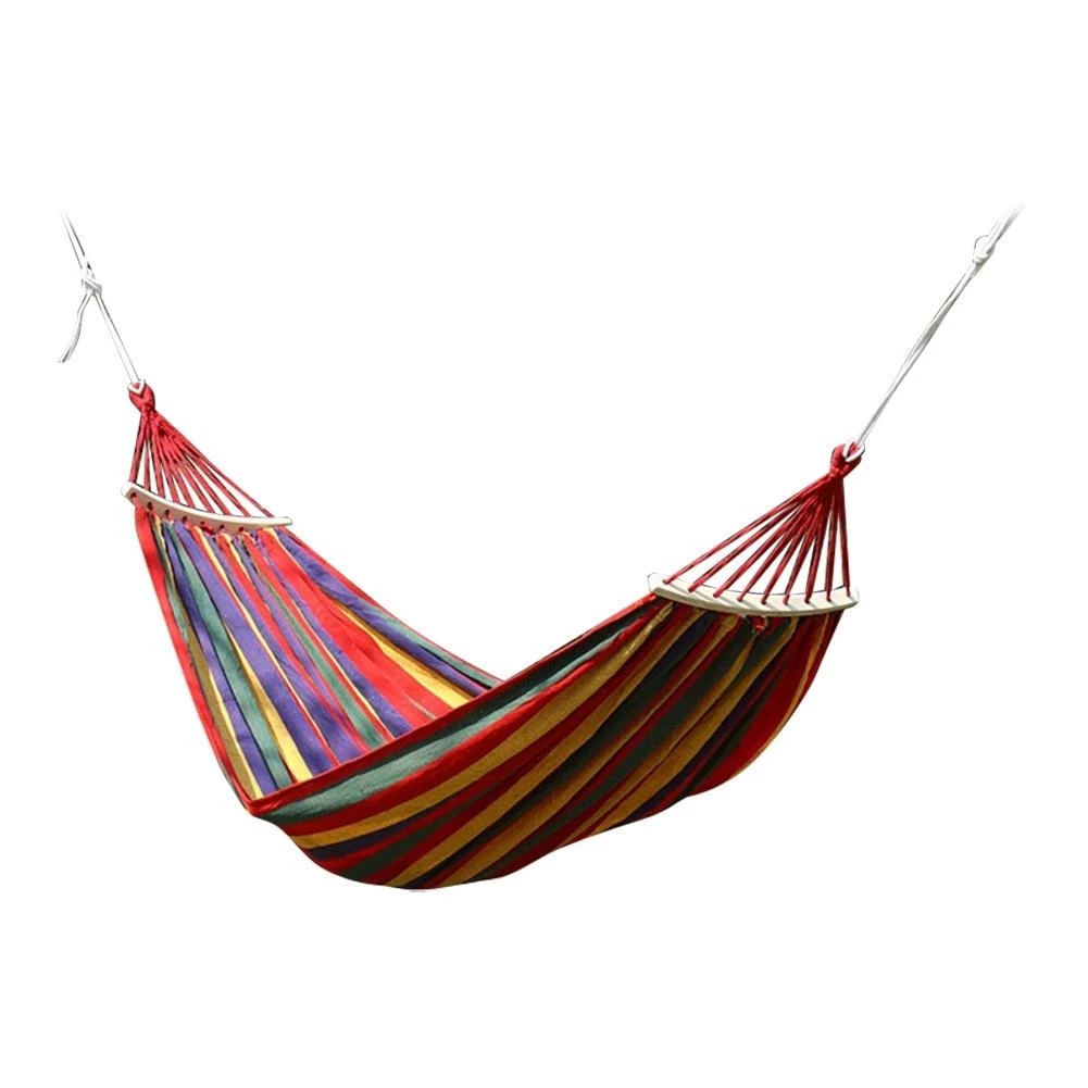 Outdoor 280*150cm Garden Camping 2 person Striped Canvas Hammock Thickened Hanging Bed Prevent Rollover Hammocks