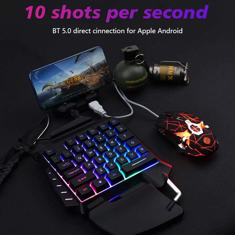 The Latest Comfortable Colorful Backlight Portable Mechanical Single handed Game Keyboard Combo