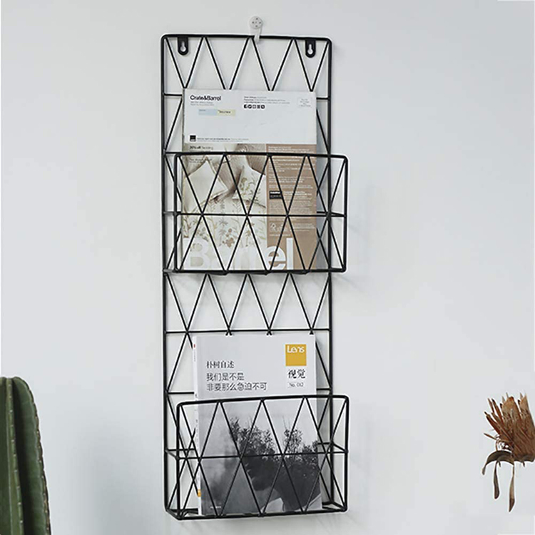 Multipurpose Metal Wire Wall Mounted Magazine Organizer Storage Shelf