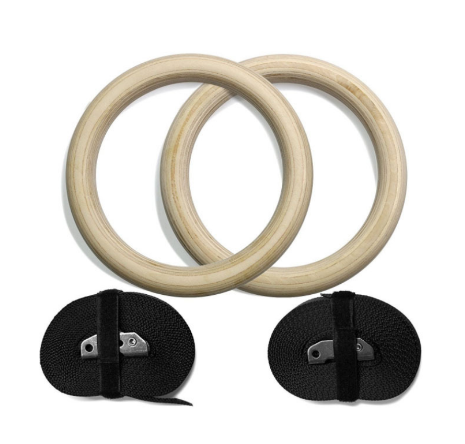 Household Gymnastics Fitness Sling Ribbon Set Wooden Pull Up Ring For Exercise