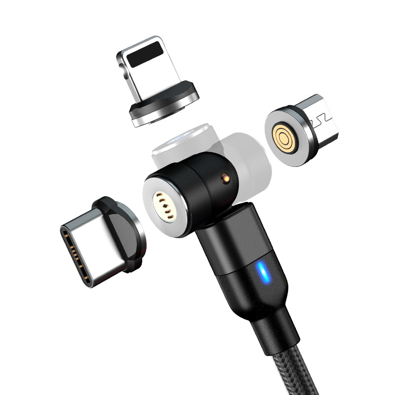 Горячая продажа Hope 540 rotaton 1 м СВЕТОДИОДНЫЙ Магнитный зарядный кабель типа C usb кабель для быстрой зарядки