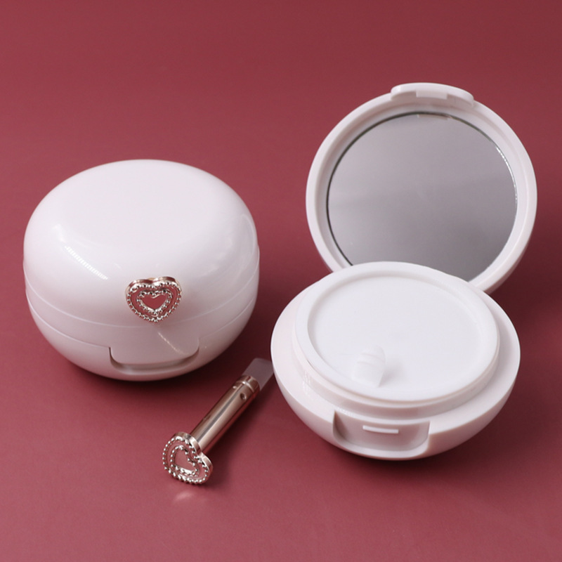 wholesale hot sale white round 20g woman make up flip cap customize logo refillable plastic lip balm case with mirror and brush